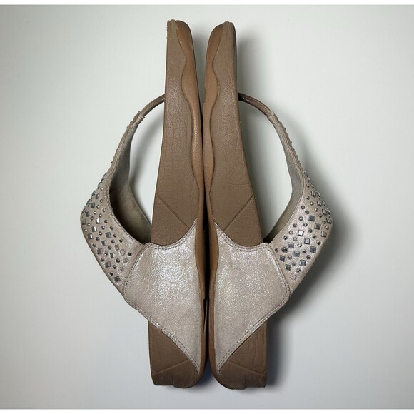 FitFlop Lulu Sparkly Rhinestone Nude Gold Thong Flip Flop Wedge Cushion Women 10 - Picture 5 of 14